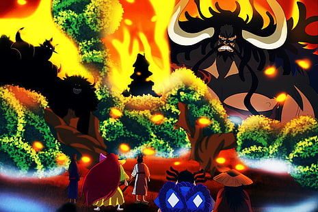 Uma Peça, Jinbe (Uma Peça), Kaido (Uma Peça), Macaco D. Luffy, Nico Robin, HD papel de parede HD wallpaper