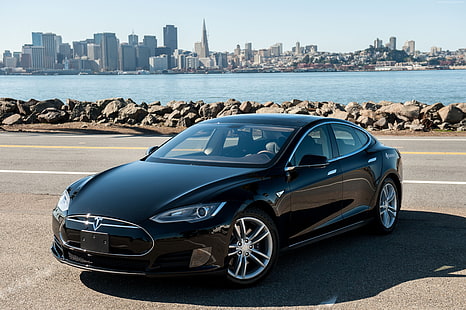 Tesla Motors ด้านหน้าความเร็วทดลองขับ Tesla Model S ถนนทบทวนรถยนต์ไฟฟ้า, วอลล์เปเปอร์ HD HD wallpaper