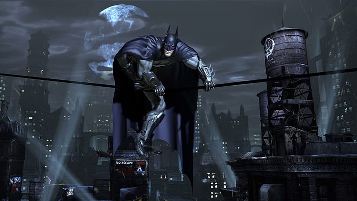 Batman superhero cape mask city gotham city night lights the moon, batman,  HD wallpaper | Wallpaperbetter