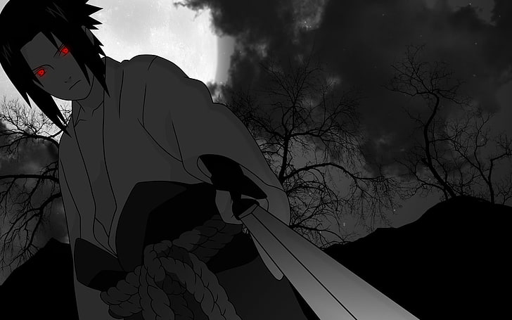 Leuchtende Augen, Naruto Shippuuden, Sharingan, Uchiha Sasuke, HD-Hintergrundbild