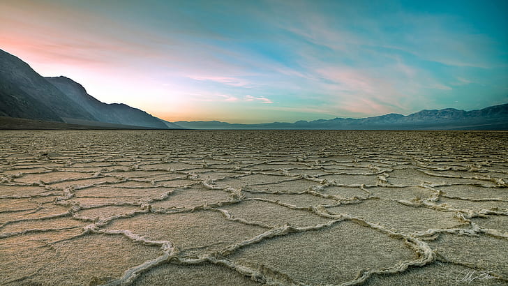 Trostlos, Fotografie, Landschaft, Wüste, Natur, Berge, Death Valley, Kalifornien, Salzseen, Ebenen, Himmel, Muster, HD-Hintergrundbild
