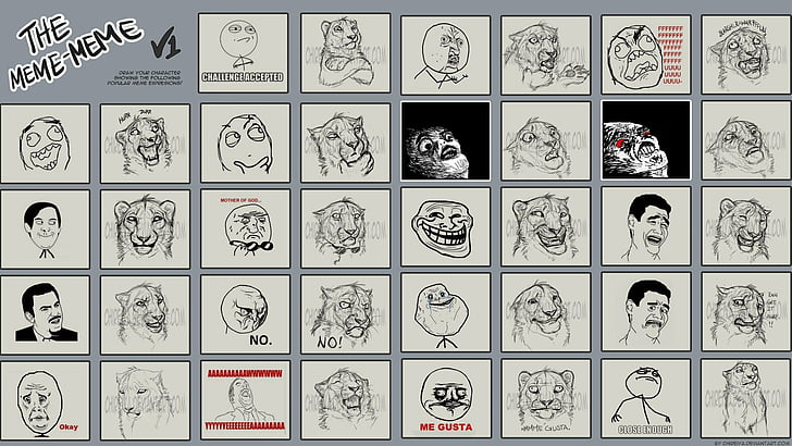 challenge, drawings, expressions, face, faces, forever, funny, god, gusta, guy, meme, mother, rage, rageface, tigers, trolls, HD wallpaper