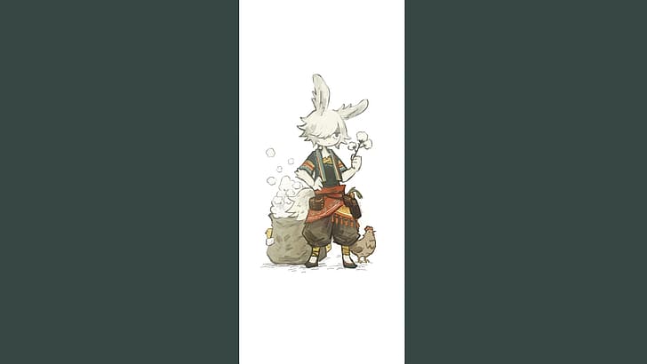 Kaninchen, Hasenohren, Hühner, Baumwolle, Schwanz, weißes Haar, Tasche, weißer Hintergrund, pelzig, HD-Hintergrundbild