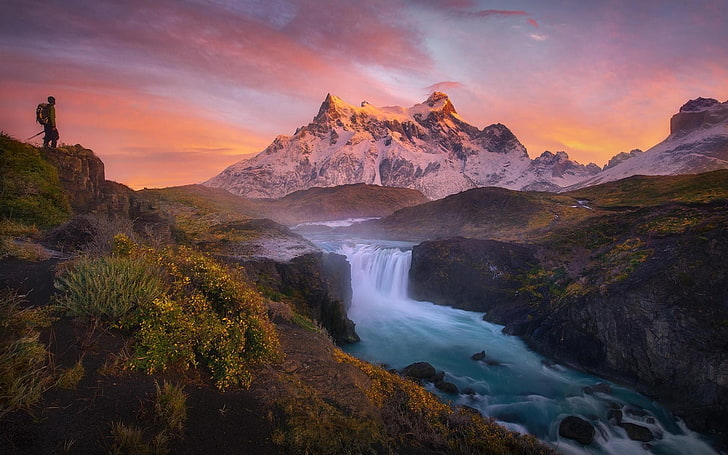 Natur, Landschaft, Fluss, Wasserfall, Berge, HD-Hintergrundbild