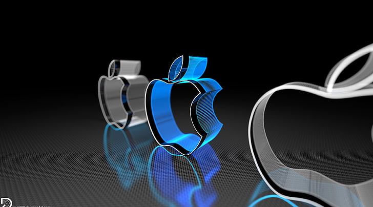 Apple - Carbon-Design - 8K, three Mac Apple logos, Computers, Mac, dario999, design, apple, HD wallpaper