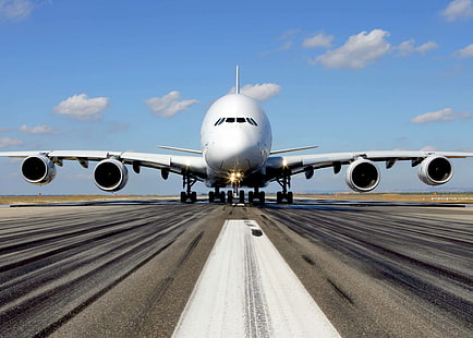 A380 ، إيرباص ، طائرة ، طائرة ، طائرة ، نقل، خلفية HD HD wallpaper