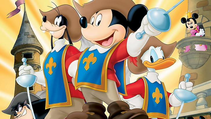 mickey donald goofy the three musketeers, HD wallpaper