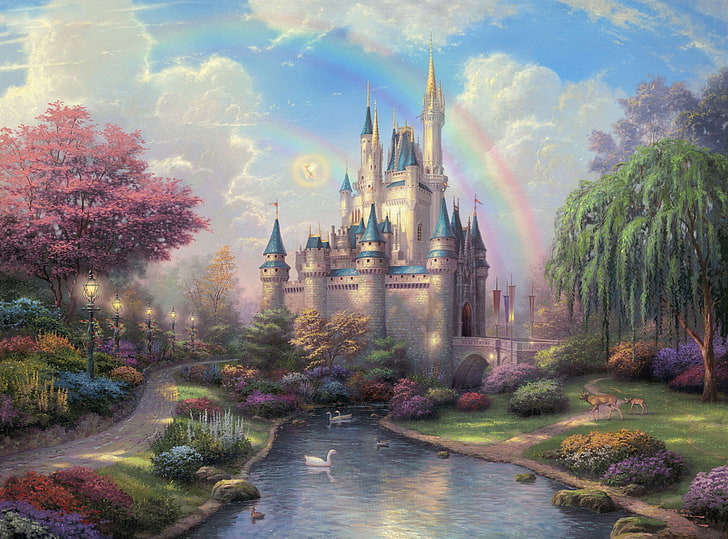 Замок Золушки Томасом Кинкейдом, обои Disney Castle, Художественные, Рисунки, Замок, Томас, Кинкейд, Золушка, HD обои