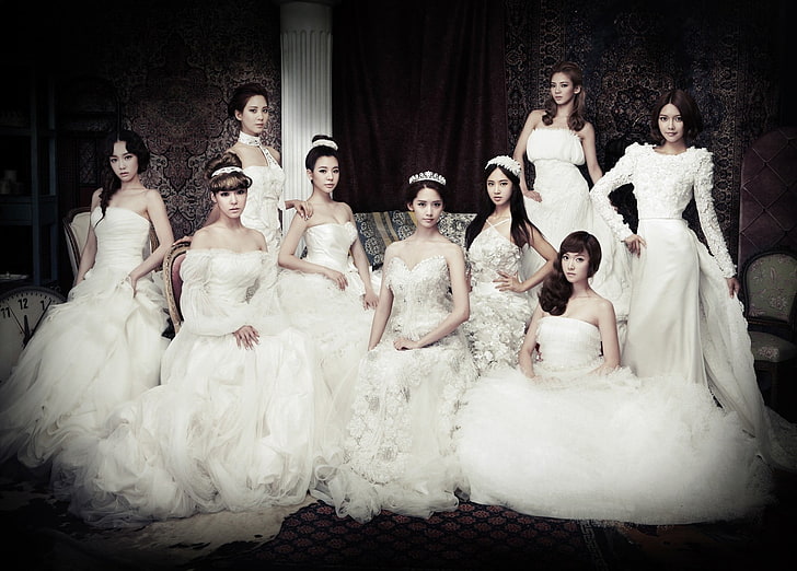 ชุดเจ้าสาวสีขาวของผู้หญิง, เอเชีย, โซนยอชิแด, Girls 'Generation, นักดนตรี, นักร้อง, ชุดเดรสสีขาว, ชุดแต่งงาน, คิมแทยอน, เจสสิก้าจอง, ซอฮยอน, ซันนี่, ยุนอา, ควอนยูริ, ฮโยยอน, ซูยอง, ทิฟฟานี่ฮวาง, เคป๊อป , เกาหลี, กำลังมองหาผู้ชม, ผู้หญิง, กลุ่มผู้หญิง, วอลล์เปเปอร์ HD