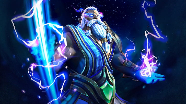 Dota 2 Hero Zeus Roles Nuker Abilities Thundergod’s Wrath Static Field Arc Lightning Lightning Bolt Loading Screen Game Wallpapers Hd 1920×1080, HD wallpaper