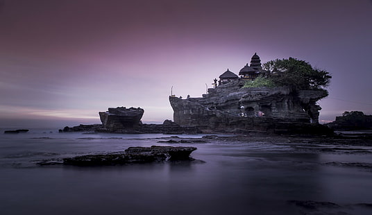photography, Bali, temple, ancient, sunset, rocks, HD wallpaper HD wallpaper