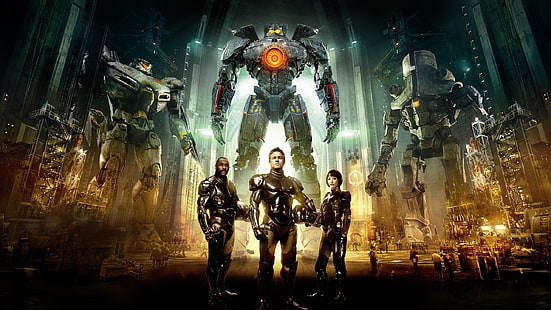 Pacific Rim, фильм HD, три человека в костюме с роботами показывают обои, Pacific, Rim, фильм, HD, HD обои HD wallpaper