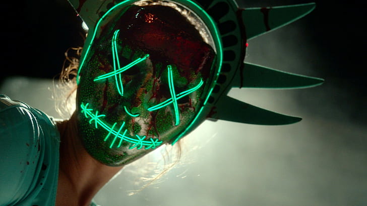 The Purge, movies, green, mask, Freaks, HD wallpaper