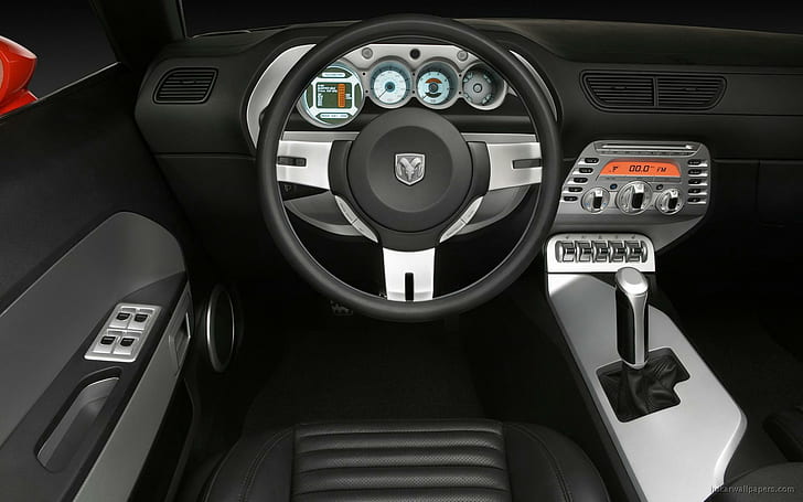Dodge Challenger Concept Interior, black car steering wheel, interior, concept, dodge, challenger, cars, HD wallpaper