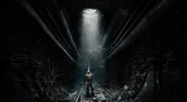 穴のデジタル壁紙、ビデオゲーム、地下、地下鉄とトンネル内の人：最後の光、ライト、 HDデスクトップの壁紙