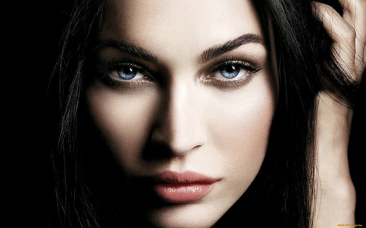 Megan Fox, women, celebrity, blue eyes, face, closeup, actress, HD wallpaper