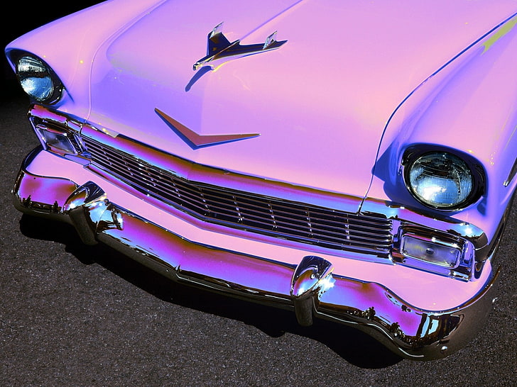 cadillac, cars, chrome, classic, pink, retro, vehicles, HD wallpaper