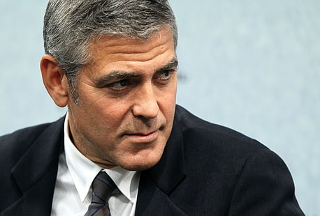 Herren schwarzer Mantel, George Clooney, Gesicht, Berühmtheit, Schauspieler, Hollywood, grauhaariger Mann, HD-Hintergrundbild HD wallpaper