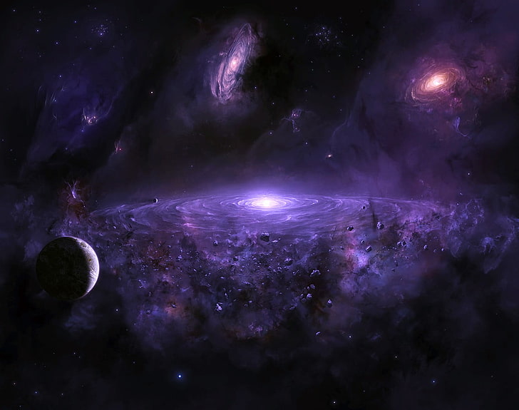 خلفية رقمية للكون ، فضاء ، كوكب ، فن فضاء ، مجرة ​​، كويكب، خلفية HD