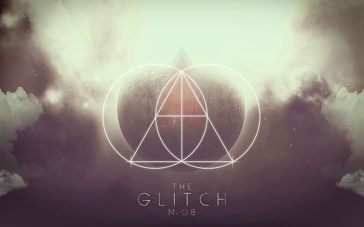 The Glitch logo, The Glitch Mob, minimalismo, marrón, nubes, triángulo, planeta, Fondo de pantalla HD