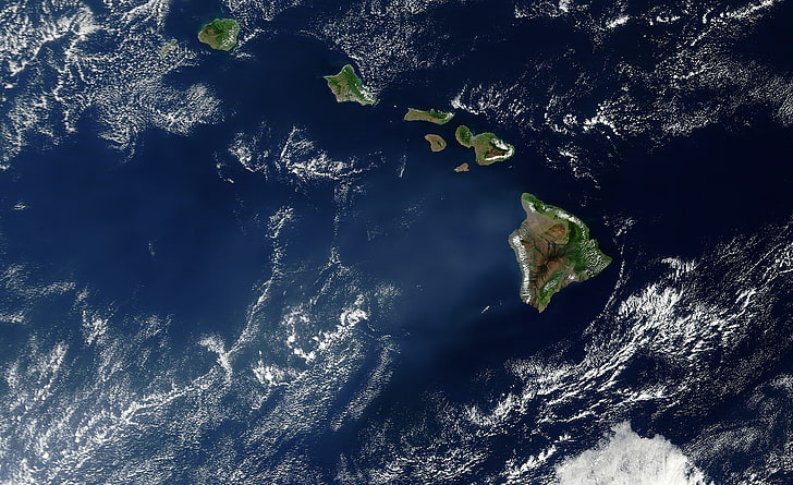 Hawaii Satelite View, five islands, Space, View, Hawaii, Satelite, HD wallpaper
