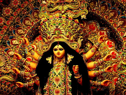 화려한 Maa Durga, 시바 동상, 축제 / 휴일, 축제, 휴일, HD 배경 화면 HD wallpaper