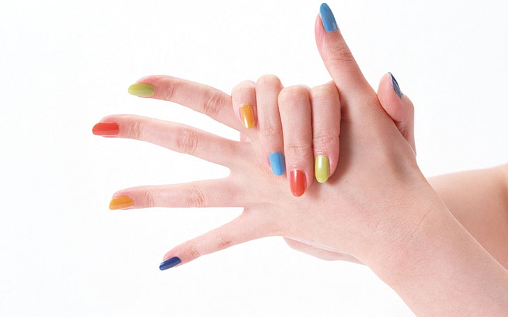 ръце-нокти-пръсти-маникюр-цветни, HD тапет