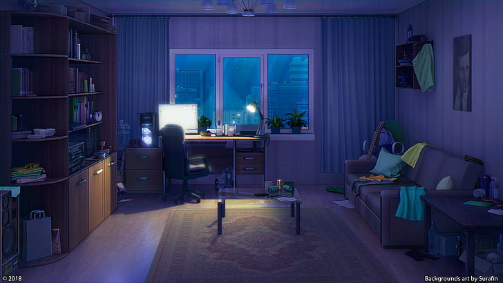 Anime, Original, Interieur, Sofa, HD-Hintergrundbild