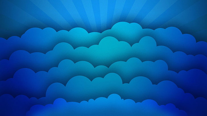 digitale Kunst, Minimalismus, Wolken, Blau, Fantasie, Sonnenstrahlen, HD-Hintergrundbild