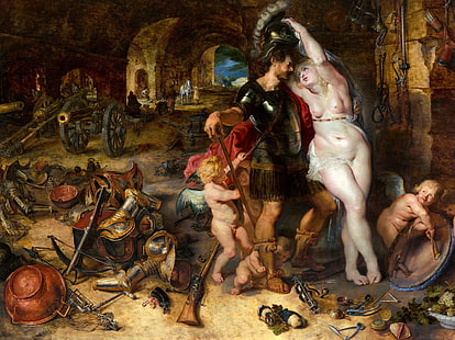 Ritter und Engel umarmen sich Gemälde, Bild, Peter Paul Rubens, Allegorie, Rückkehr aus dem Krieg, Pieter Paul Rubens, HD-Hintergrundbild HD wallpaper