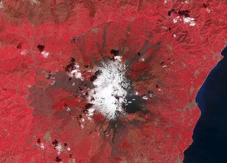 Google Maps view, Mount Etna, Stratovolcano, Sicily, Italy, Satellite image, NASA, HD wallpaper