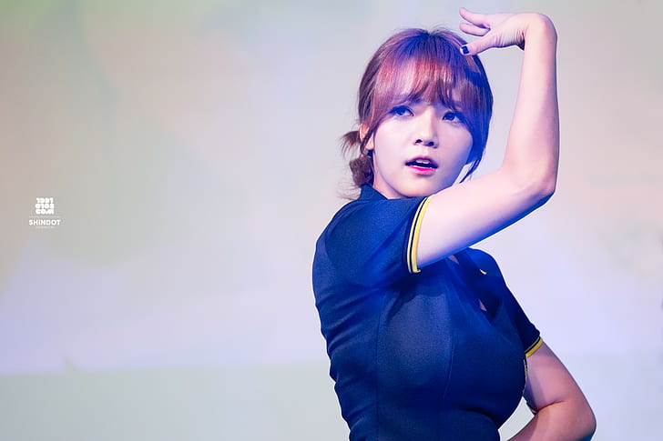 AOA, Jimin, berambut merah, Korea, K-pop, Wallpaper HD