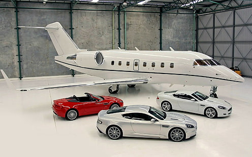 spor araba jet avcı uçağı hangar Aston Martin Aston Martin DB9 Volante Aston Martin V8 Vantage uçak Aston Martin DBS lüks, spor araba, jet avcı uçağı, hangar, aston martin, aston martin db9 volante, aston martin v8 vantage, uçak, aston martin dbs, lüks, HD masaüstü duvar kağıdı HD wallpaper