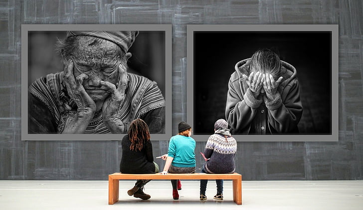 Photography, People, Exhibit, Sadness, Sitting, HD wallpaper