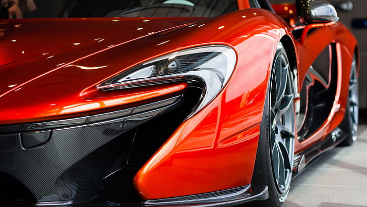 McLaren P1 Червен, червен спортен автомобил, автомобил, mclaren, транспорт, HD тапет