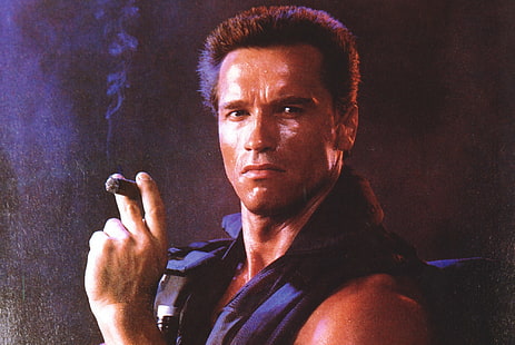 Arnold Schwarzenegger, man, skådespelare, cigarr, kommando, Arnold Schwarzenegger, John Matrix, HD tapet HD wallpaper