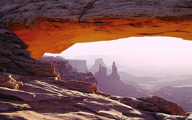 brown canyon, rocks, desert, valley, windows 7, seven, HD wallpaper
