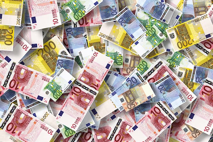 colorful, paper, money, euros, numbers, HD wallpaper