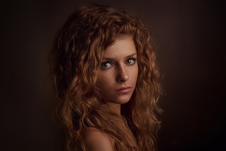 portrait of woman, face, Julia Yaroshenko, redhead, freckles, portrait, women, curly hair, HD wallpaper
