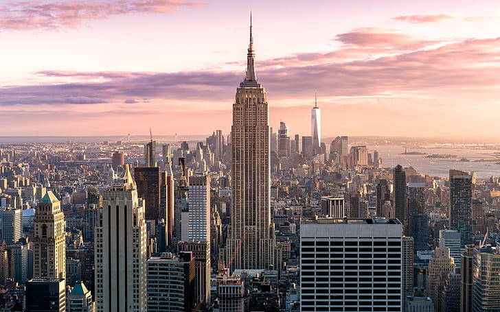 usa, manhattan, skyscrapers, top view, buildings, new york city, City, HD wallpaper