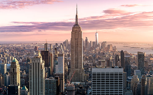 usa, manhattan, skyscrapers, top view, buildings, new york city, City, HD wallpaper HD wallpaper