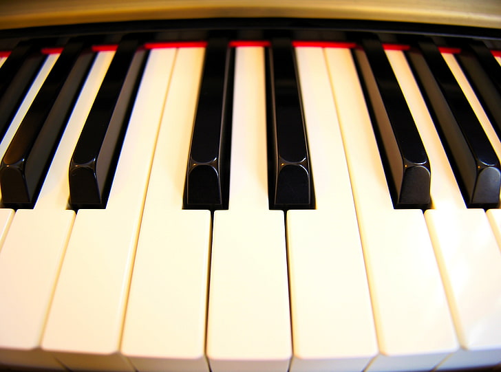 Yamaha, белые и черные клавиши пианино, музыка, HD обои
