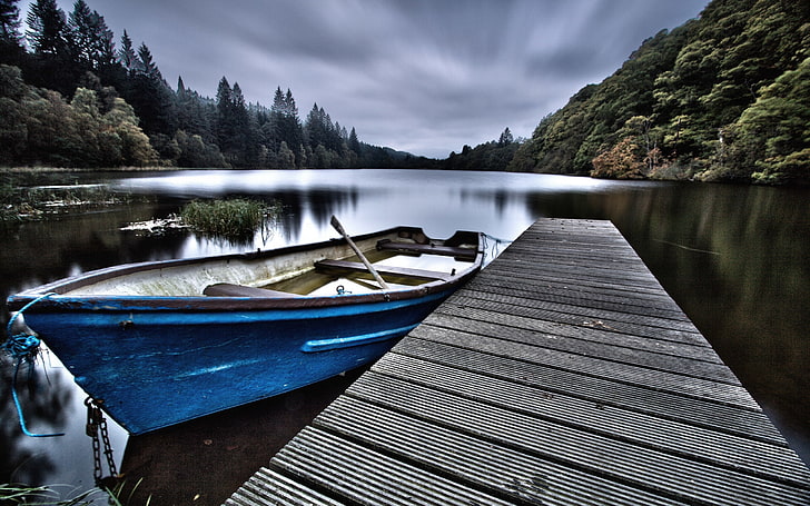 есен красива Beautiful Place Nature Lakes HD Art, Blue, есен, красива, красота, лодки, лодка, HD тапет