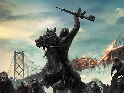 Rise of the Planet of the Apes portada de la película, amanecer del planeta de los simios, César y Andy Serkis, Fondo de pantalla HD HD wallpaper
