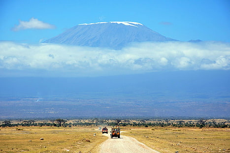 キリマンジャロ山、自然、風景、山、タンザニア、道路、 HDデスクトップの壁紙 HD wallpaper