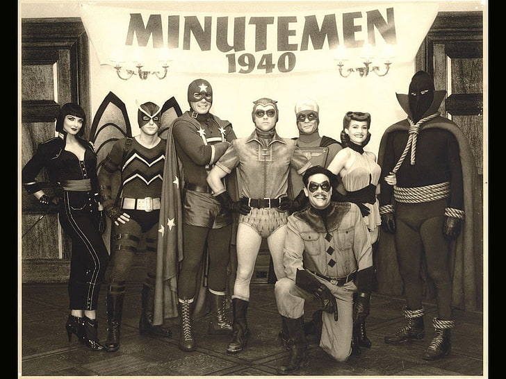 Watchmen, Image Comics, The Comedian, Silk Spectre, seppia, Sfondo HD
