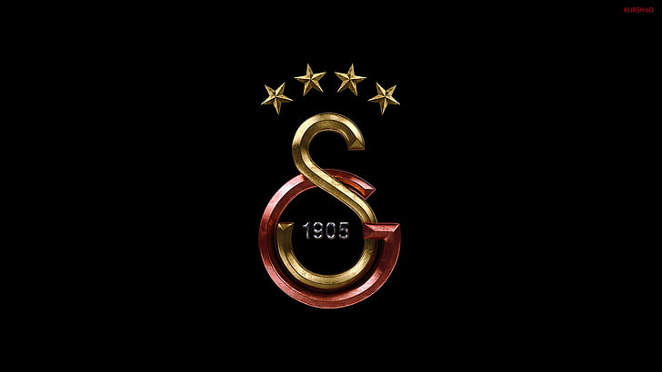 Galatasaray S.K., Fußball, Logo, Zahlen, einfacher Hintergrund, HD-Hintergrundbild