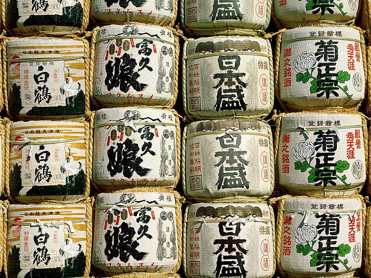dziewięć różnych srebrnych breloczków, sake, Tokio, Tapety HD