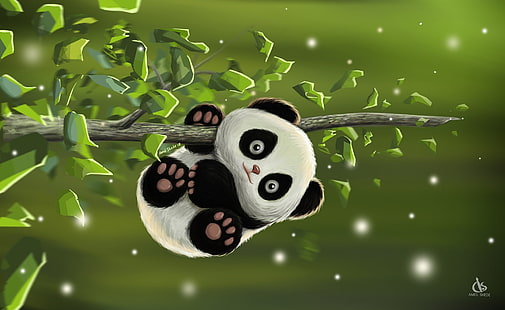 gra, dziecko, sztuka, Panda, biurko, Amol Shede, Cute Panda, Tapety HD HD wallpaper