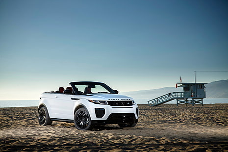 putih Land Rover Range Rover SUV soft-top, land rover, range rover, evoque, tampilan samping, Wallpaper HD HD wallpaper
